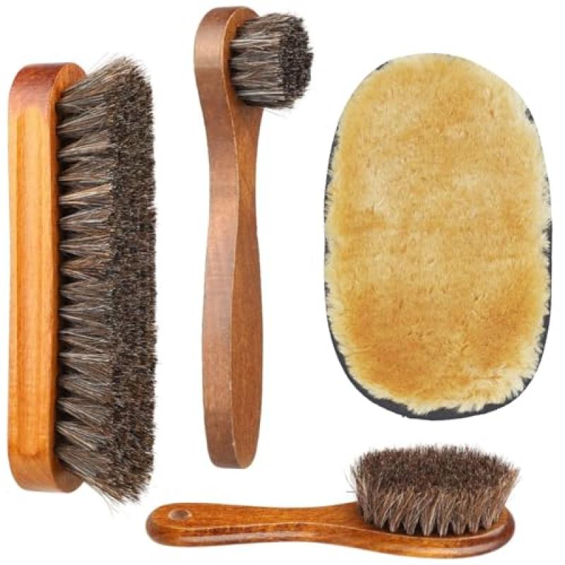 Shoe Brush Set with Horsehair Brushes Shoe Brush Set with Horsehair Brushes