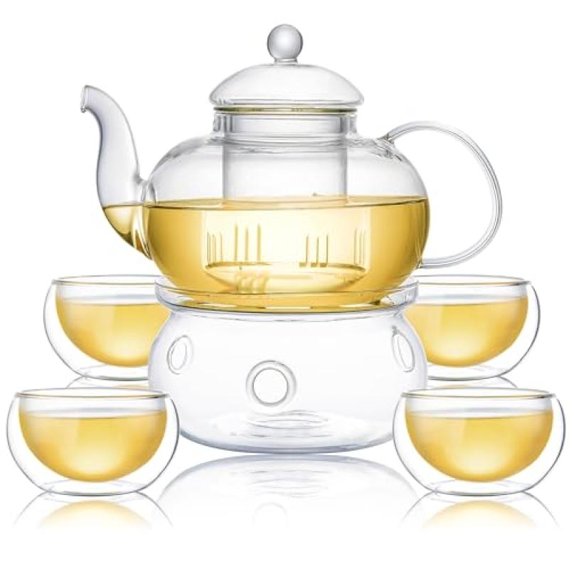 CnGlass Glass Teapot with Infuser & Tea Warmer CnGlass Glass Teapot with Infuser & Tea Warmer