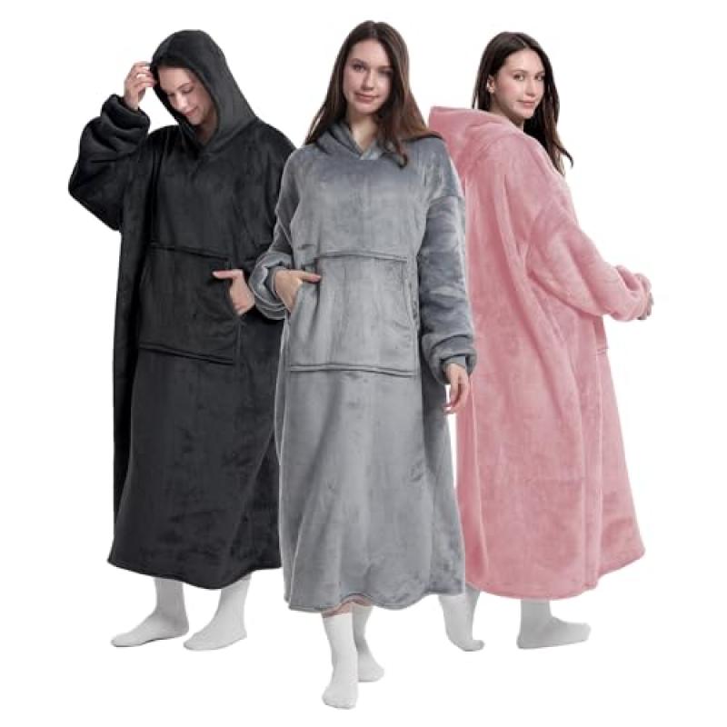 Oversized Blanket Hoodie with Sleeves and Pocket Oversized Blanket Hoodie with Sleeves and Pocket