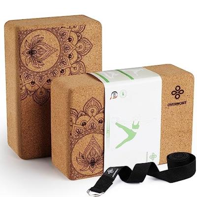 Overmont Cork Yoga Blocks with Strap Set Overmont Cork Yoga Blocks with Strap Set