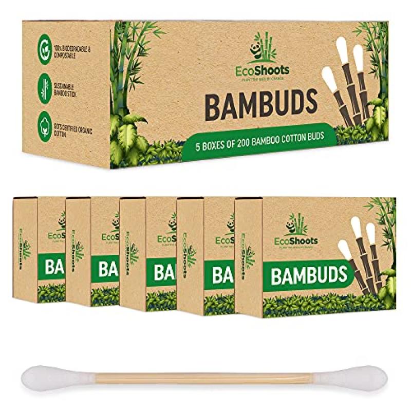 EcoShoots Bamboo Cotton Buds - 1000 Q Tips EcoShoots Bamboo Cotton Buds - 1000 Q Tips