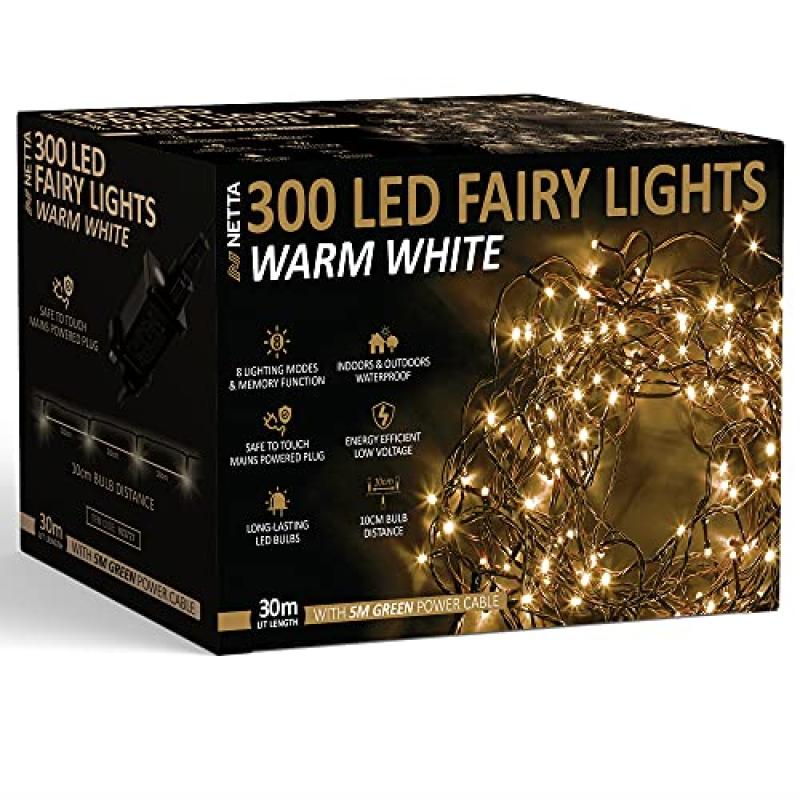 NETTA Christmas Tree Fairy Lights, Warm White, 8 Modes NETTA Christmas Tree Fairy Lights, Warm White, 8 Modes