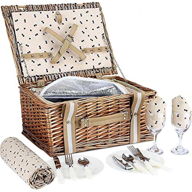 G GOOD GAIN Willow Picnic Basket Set G GOOD GAIN Willow Picnic Basket Set