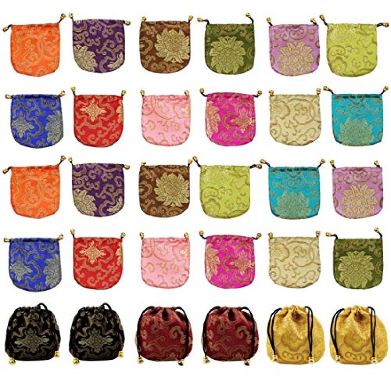 Kilofly Silk Brocade Jewelry Pouch Bag Set Kilofly Silk Brocade Jewelry Pouch Bag Set