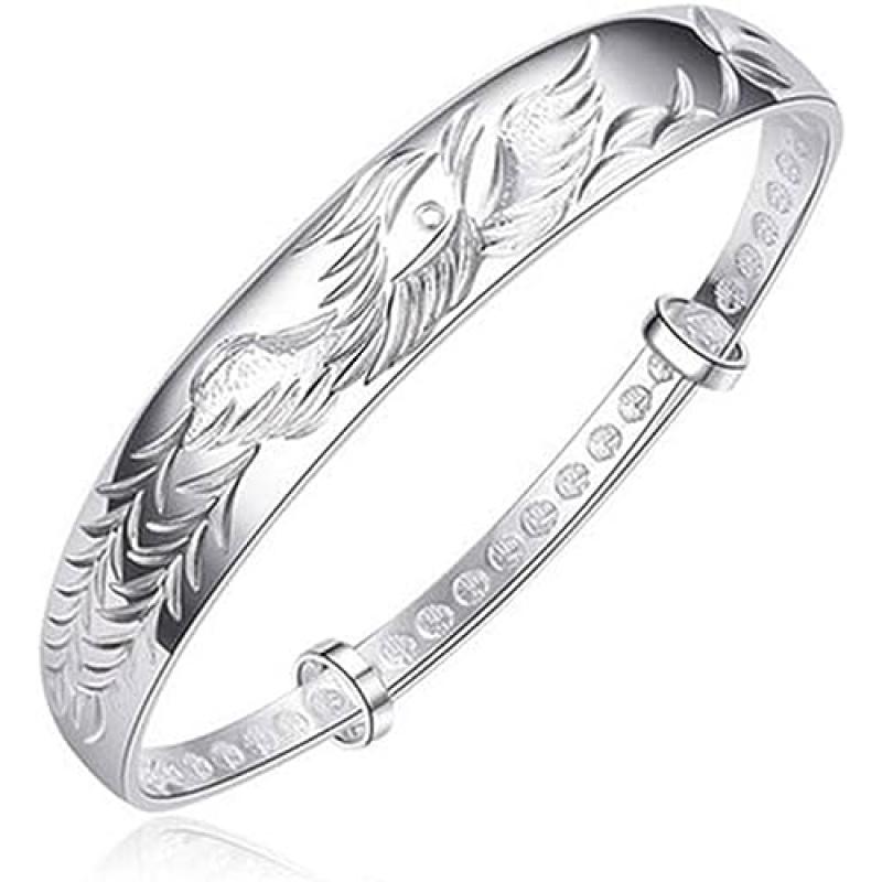 QYAQ Silver Phoenix Bangle Bracelet QYAQ Silver Phoenix Bangle Bracelet
