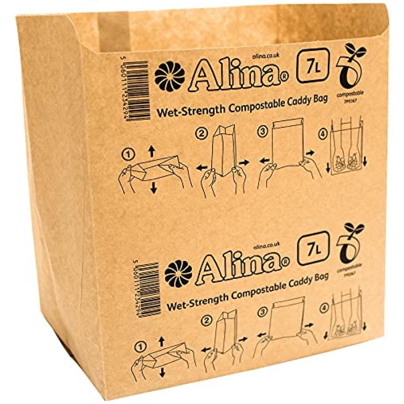 Alina Compostable Paper Caddy Bin Bags (Pack of 100)
