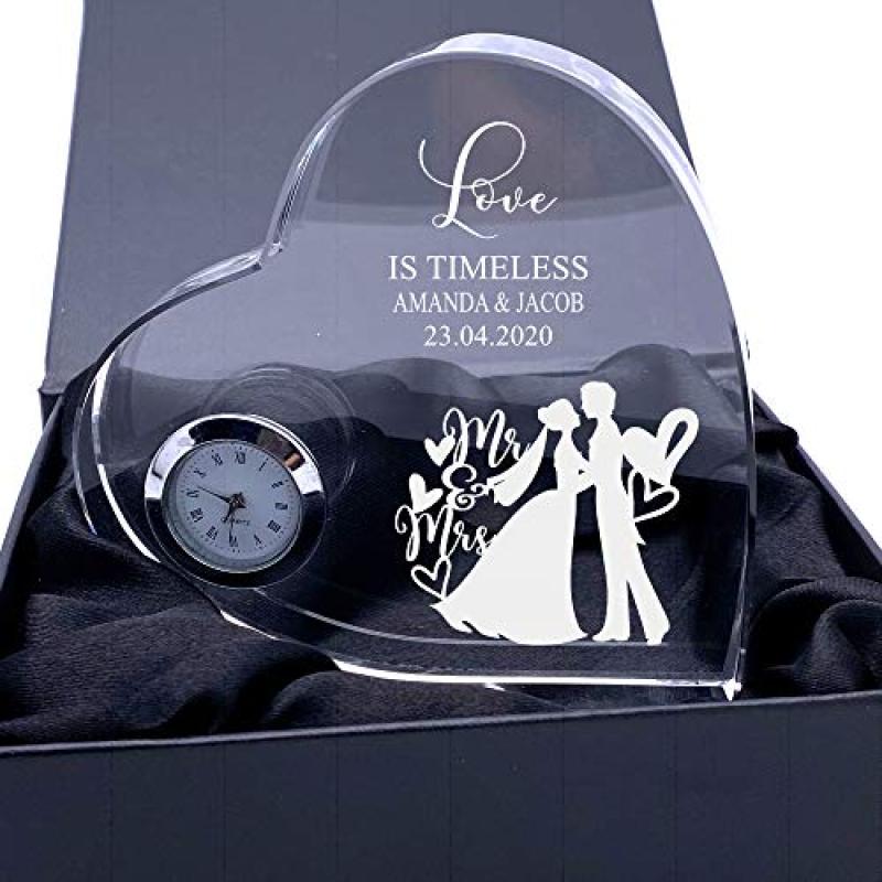 Engraved Crystal Clock for Weddings Engraved Crystal Clock for Weddings