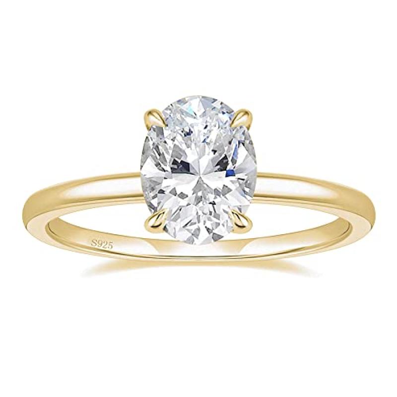 EAMTI Sterling Silver Oval Cut CZ Engagement Ring EAMTI Sterling Silver Oval Cut CZ Engagement Ring