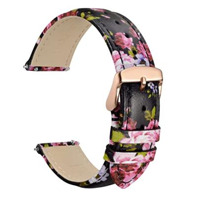 WOCCI Leather Watch Strap with Floral Print