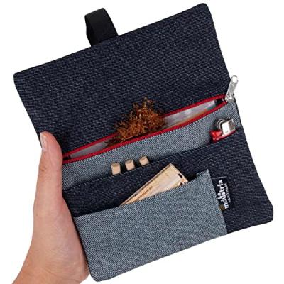 Denim Tobacco Pouch with Compartments Denim Tobacco Pouch with Compartments