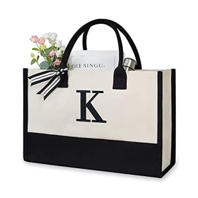 TOPDesign Initial Canvas Tote Bag TOPDesign Initial Canvas Tote Bag