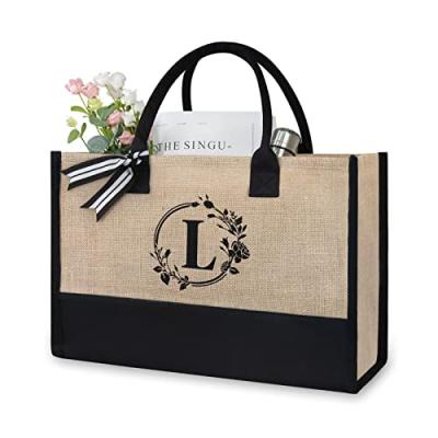 TOPDesign Initial Jute/Canvas Tote Bag TOPDesign Initial Jute/Canvas Tote Bag