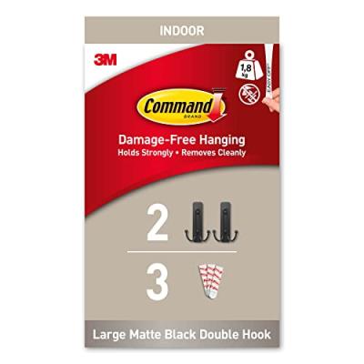 Command Matte Black Double Hook with Adhesive Strips Command Matte Black Double Hook with Adhesive Strips