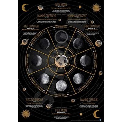 Moon Poster with Lunar Phases Moon Poster with Lunar Phases