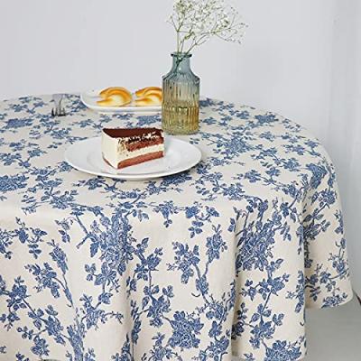 Wracra Blue Floral Tablecloth 140cm Round Wracra Blue Floral Tablecloth 140cm Round