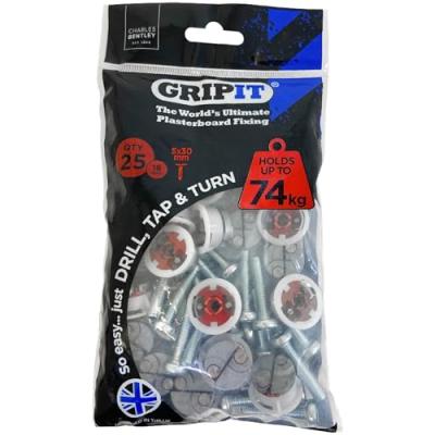 Gripit Red Plasterboard Fixings - Holds Up to 74kg Gripit Red Plasterboard Fixings - Holds Up to 74kg
