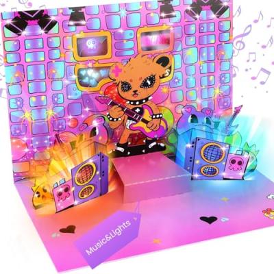 Musical Punk Bear Pop-Up Birthday Card Musical Punk Bear Pop-Up Birthday Card